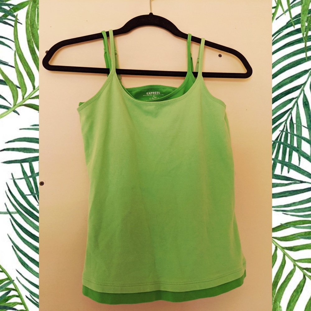 Express size small,2 tone layer green top.